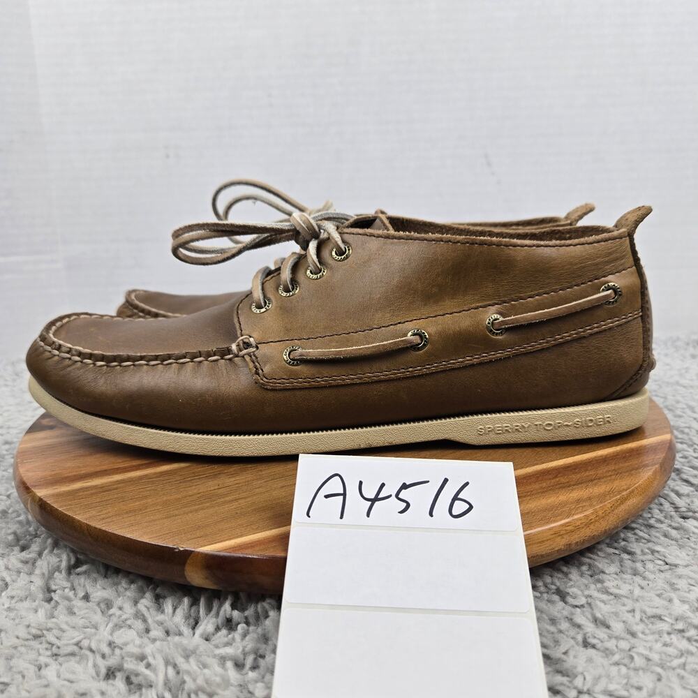 Sperry Top Sider Men 12M Authentic Original Brown Leather Chukka Boot Boat Shoe